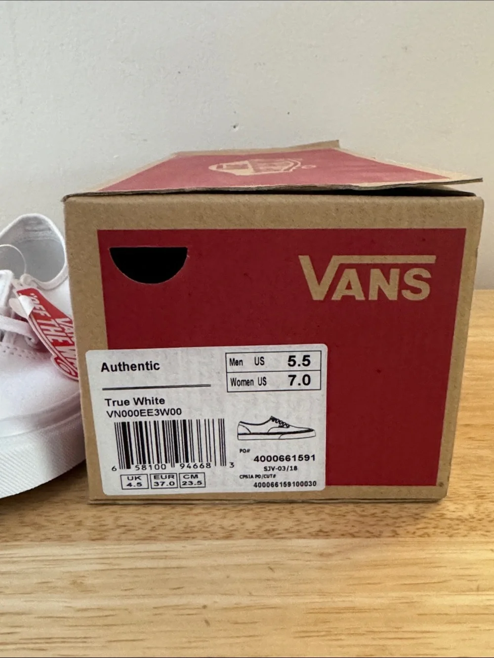 Vans Authentic True White Canvas Women's Athletic Shoes Sz: M 5.5 / W 7